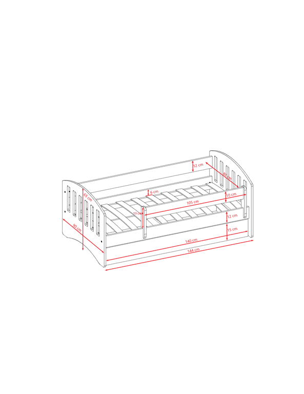 Children's Bed and Mattress CLASSIC 140/70 WHITE