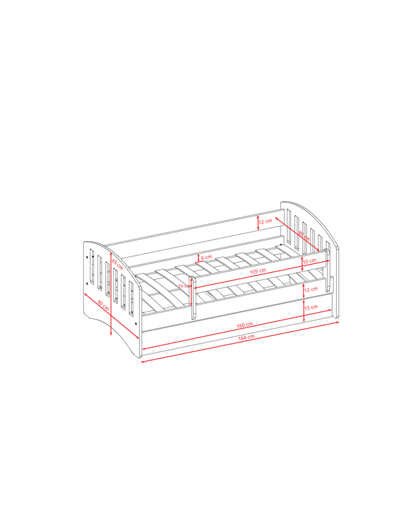 Children's Bed and Mattress CLASSIC 160/80 WHITE