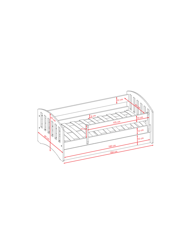 Children's Bed and Mattress CLASSIC 180/80 WHITE