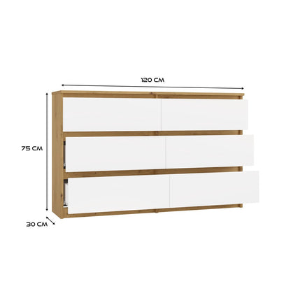 M6 Malwa Chest of Drawers 120cm - Artisan Oak White