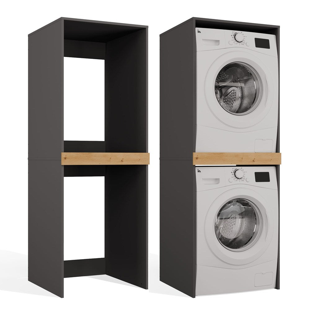 Pola Twin Washer & Dryer Cabinet - Anthracite Artisan Oak