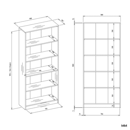 R80 Bookcase - Artisan Oak Black Edge