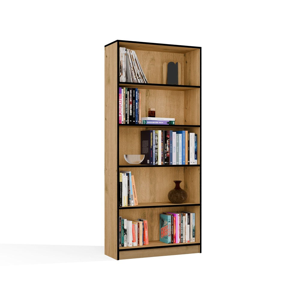 R80 Bookcase - Artisan Oak Black Edge