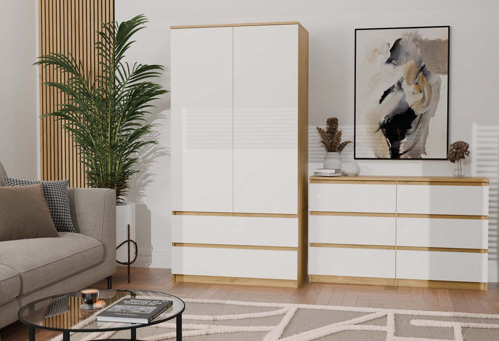 M6 Malwa Chest of Drawers 120cm - Artisan Oak White