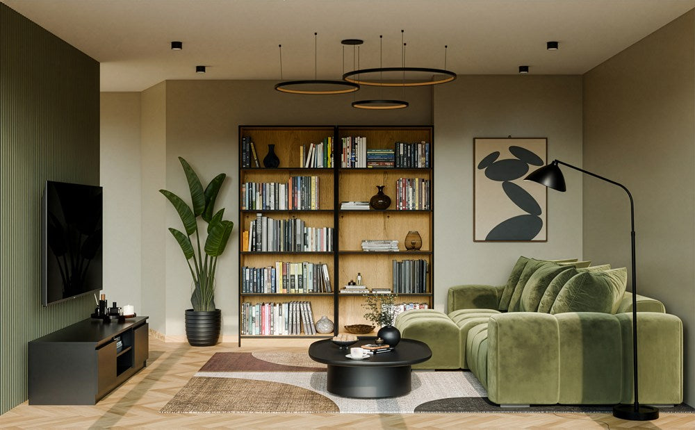 R80 Bookcase - Artisan Oak Black Edge