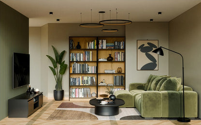 R80 Bookcase - Artisan Oak Black Edge