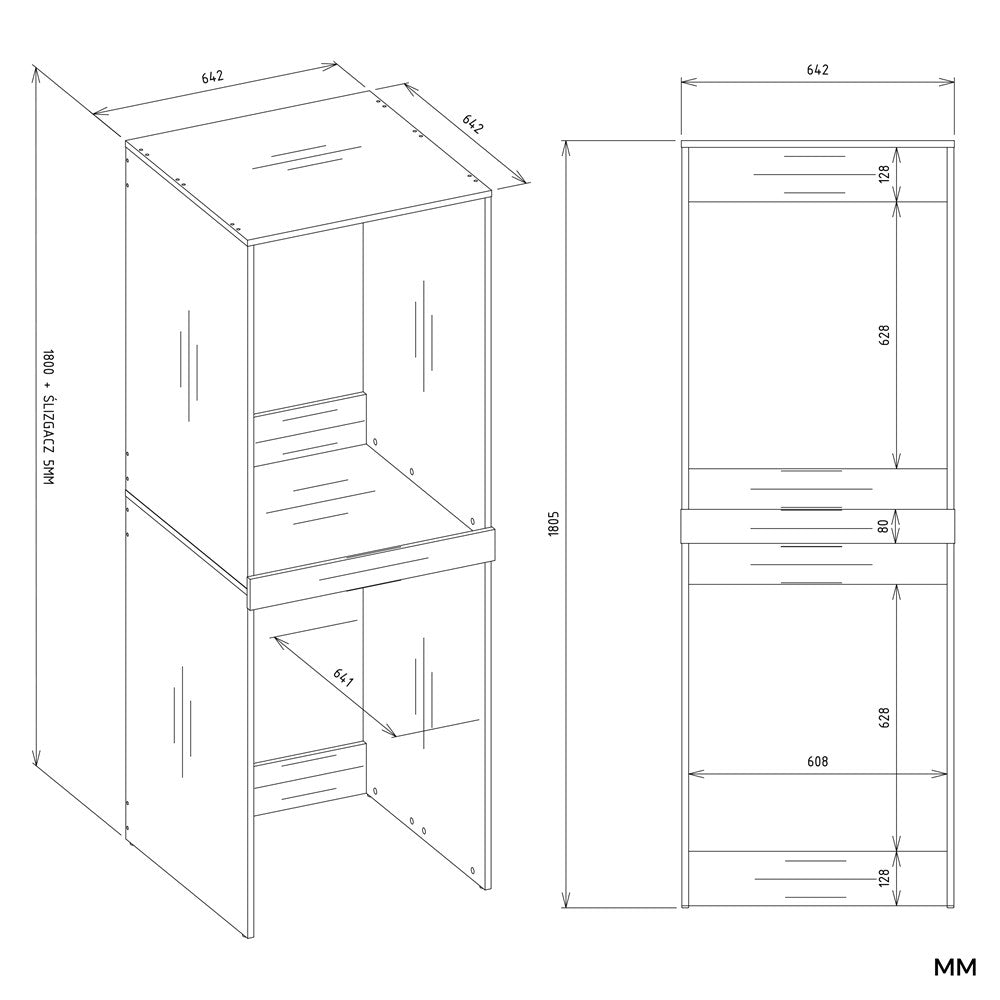 Pola Twin Washer & Dryer Cabinet - Anthracite Artisan Oak
