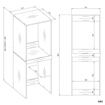 Pola Twin Washer & Dryer Cabinet - Anthracite Artisan Oak