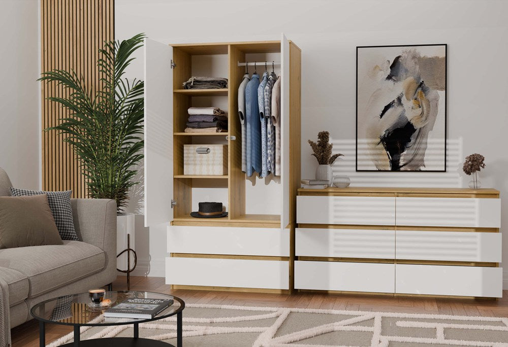 M6 Malwa Chest of Drawers 120cm - Artisan Oak White