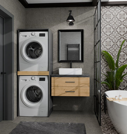 Pola Twin Washer & Dryer Cabinet - Anthracite Artisan Oak