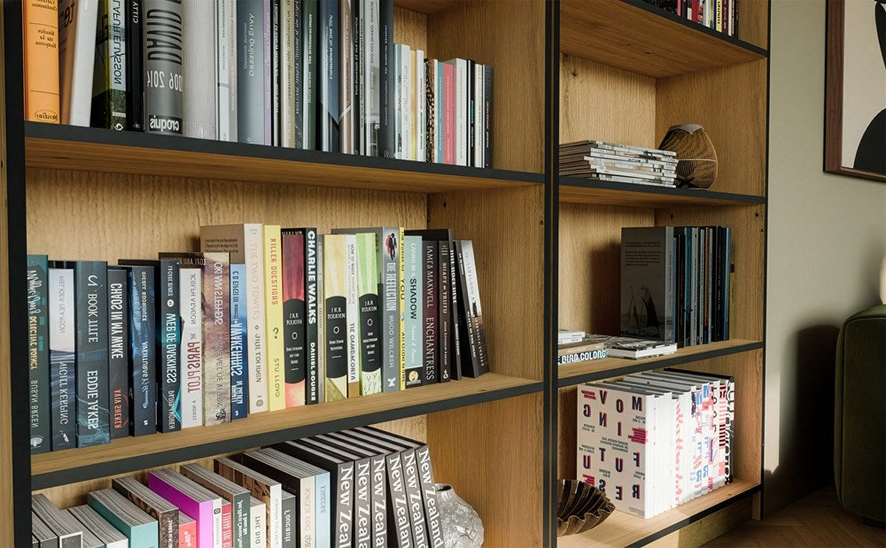 R80 Bookcase - Artisan Oak Black Edge