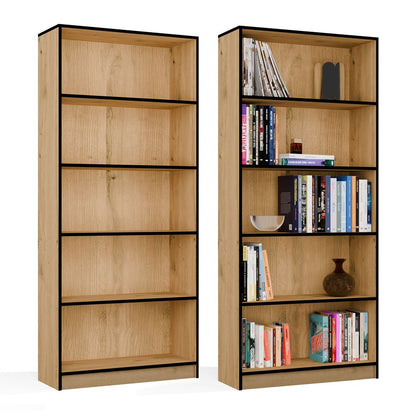 R80 Bookcase - Artisan Oak Black Edge