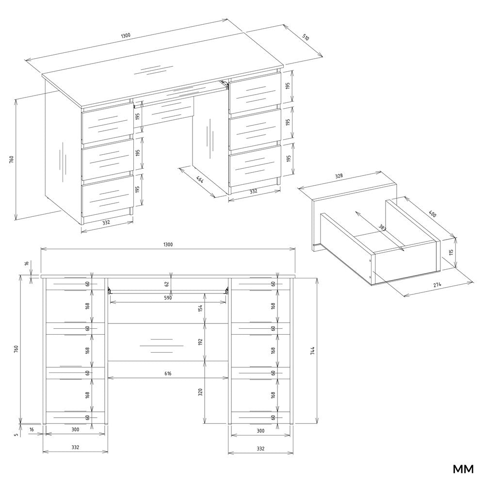 Kuba Desk With Hutch