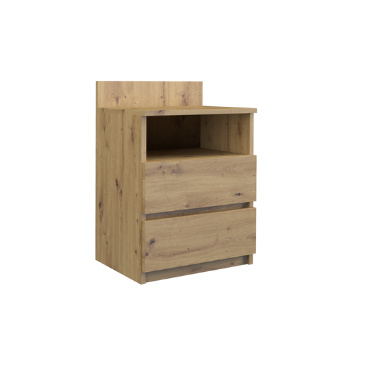 M1 Malwa Bedside Table with 2 Drawers & Open Shelf