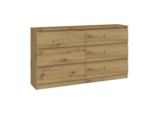 M6 Malwa Large Chest of Drawers 140cm - 6 Drawers