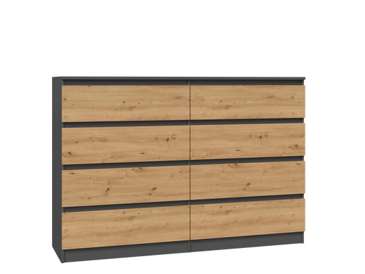 M8 Malwa Large Chest of Drawers 140cm - 8 Drawers